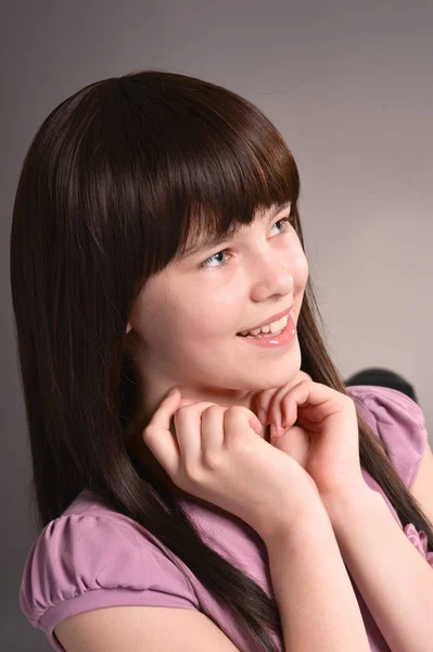 Portrait Cute Girl Posing Studio — Stock Photo, Image