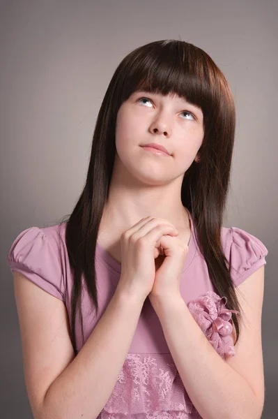 Portrait Cute Girl Posing Studio — Stock Photo, Image