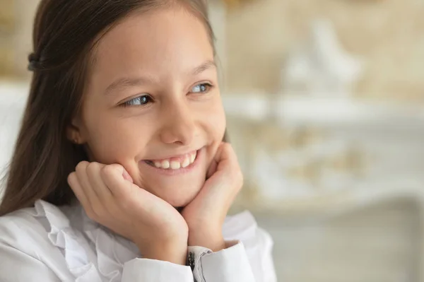 Happy Little Girl Posing Home — Stock Photo, Image