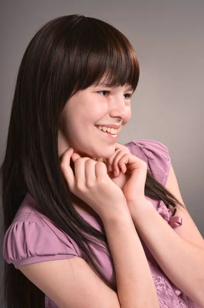 Portrait Beautiful Girl Posing Studio — Stock Photo, Image