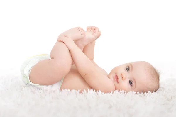 Cute Baby Girl White Blanket — Stock Photo, Image