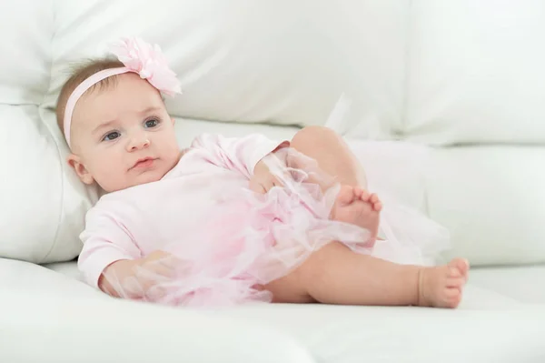 Cute Adorable Baby Girl Flower Head — Stock Photo, Image