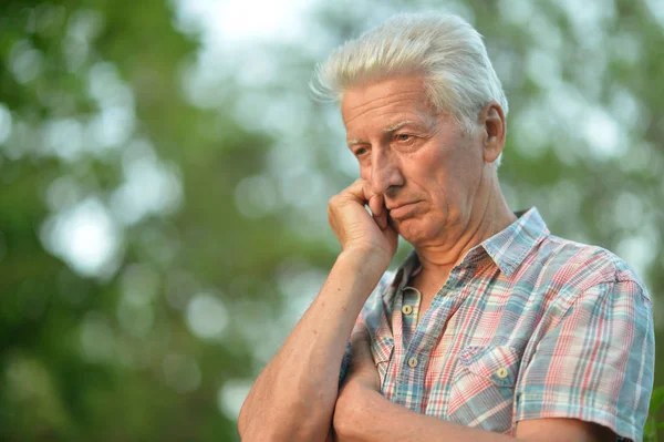 Portrait Sad Senior Man Outdoors — Stock Photo, Image