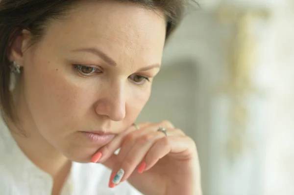 Sad Young Woman Posing Home — Stock Photo, Image