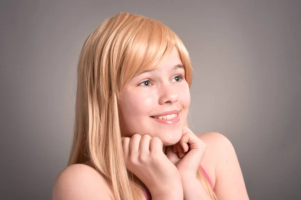 Portrait Beautiful Girl Posing Studio — Stock Photo, Image