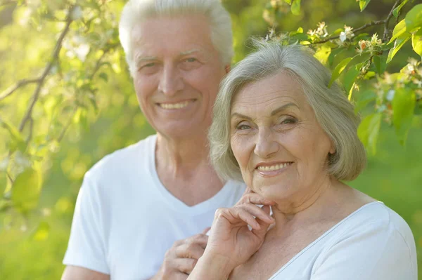 Ouder paar in zomer park — Stockfoto