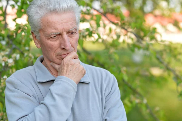 Portrait Sad Senior Man Outdoors — Stock Photo, Image