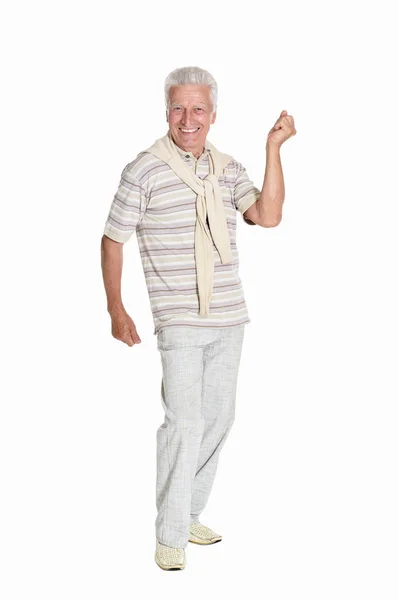 Senior Man Posing Isolated White Background — Stock Photo, Image