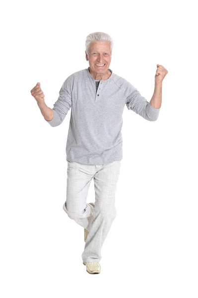 Homem sênior feliz na camisa — Fotografia de Stock