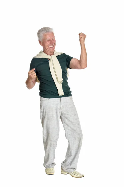Щасливий старший чоловік у сорочці — стокове фото