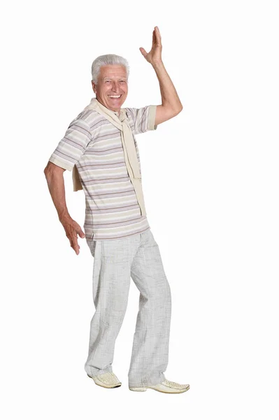 Senior lycklig i skjorta — Stockfoto