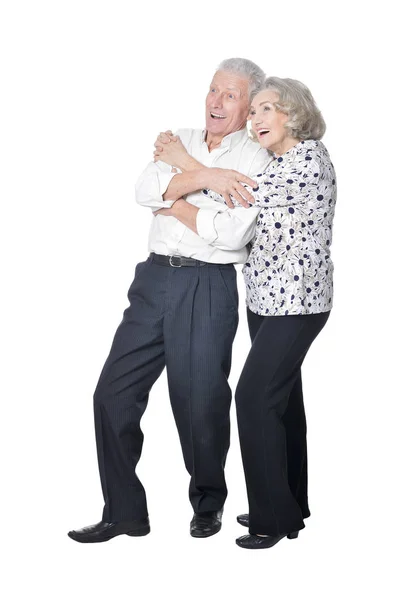 Portrait Surprised Senior Couple Posing Isolated White Background Full Length Royalty Free Stock Photos