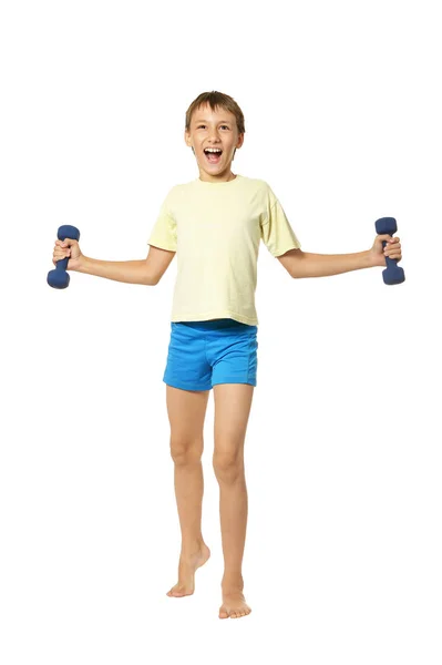 Young boy doing exercises — Stock Photo, Image