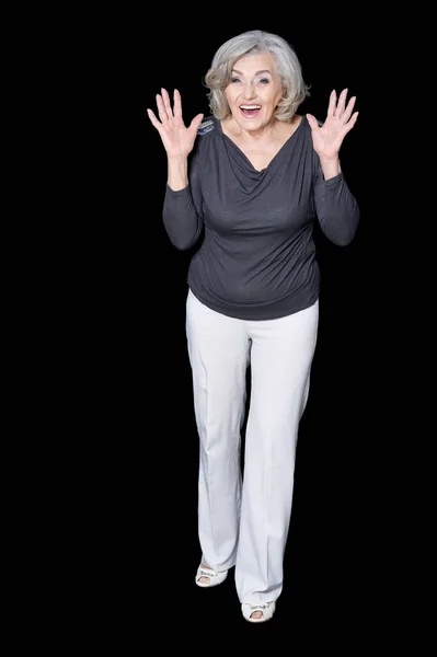 Senior Woman Posing Isolated Back Background — Stock Photo, Image