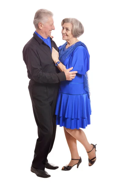 Portret Van Mooie Hoge Paar Dansen Geïsoleerd Witte Achtergrond — Stockfoto