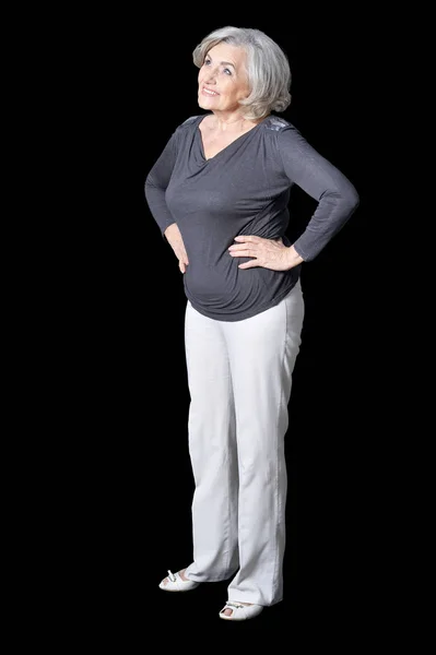 Senior Woman Posing Isolated Back Background — Stock Photo, Image