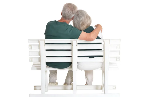 Senior Couple Posing Isolated White Background — Stock Photo, Image