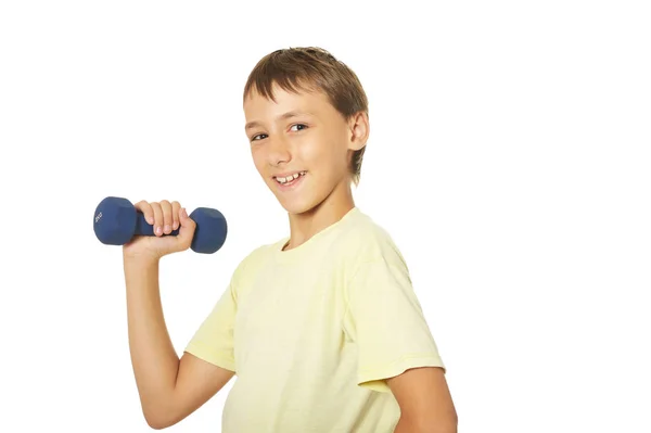 Young boy doing exercises — Stock Photo, Image