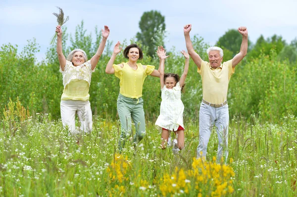 Familia Feliz Descansando Parque Verano — Foto de Stock