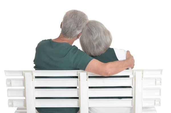 Couple Âgé Posant Isolé Sur Fond Blanc — Photo