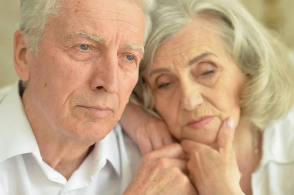 Sad Senior Couple Home — Stock Photo, Image