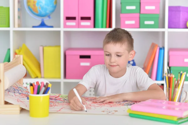 Schattige kleine jongen tekening — Stockfoto