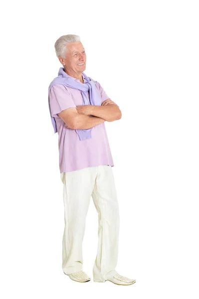 Homem sênior feliz na camisa — Fotografia de Stock