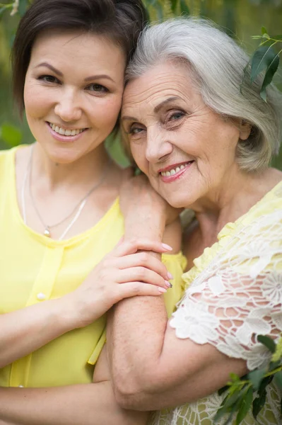 Fröhliche Mutter und erwachsene Tochter — Stockfoto