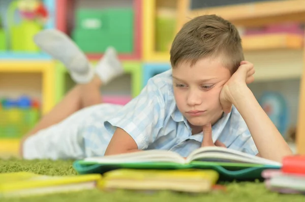 Serious Boy Doing Homework Home — Stock Photo, Image