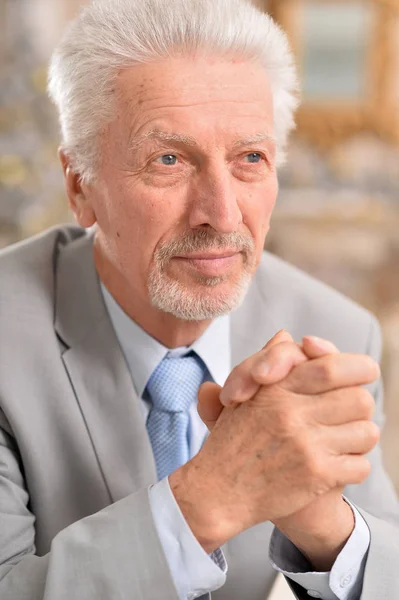 Intelligent Elderly Business Man Thinking — Stock Photo, Image