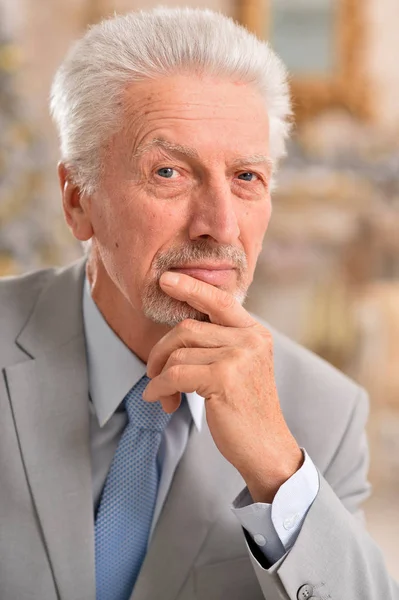 Intelligent Elderly Business Man Thinking — Stock Photo, Image