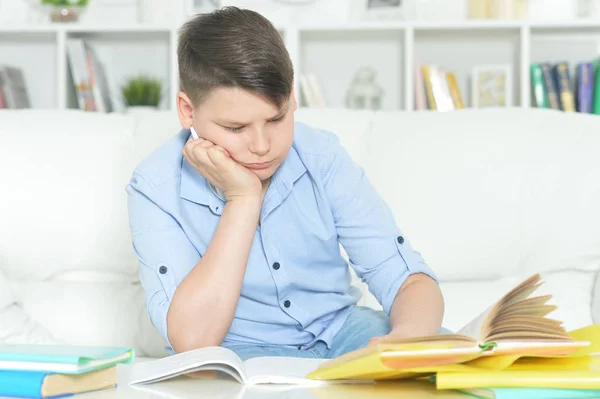 Boy Doing Homework Home Education — Stock Photo, Image