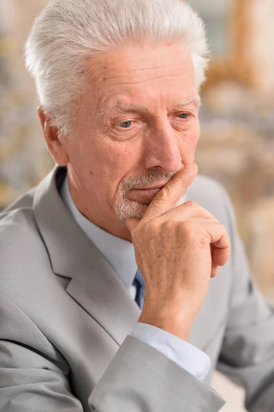 Intelligent Elderly Business Man Thinking — Stock Photo, Image