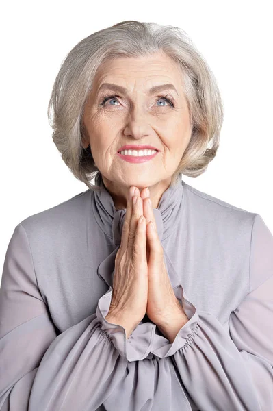 Donna anziana che prega — Foto Stock
