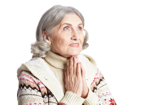 Starší žena se modlí — Stock fotografie