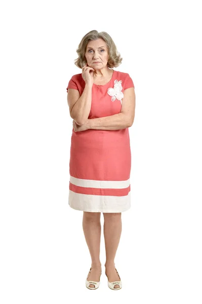 Senior Woman Posing Isolated White Background — Stock Photo, Image