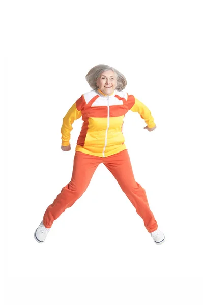 Mulher idosa exercitando — Fotografia de Stock