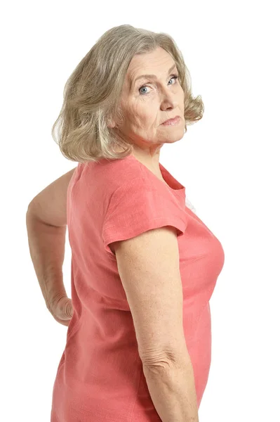 Belle Femme Âgée Posant Isolée Sur Fond Blanc — Photo