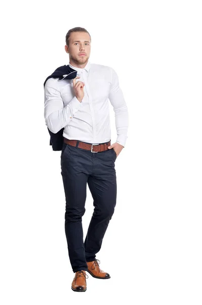 Portrait Handsome Businessman Isolated White Background — Stock Photo, Image