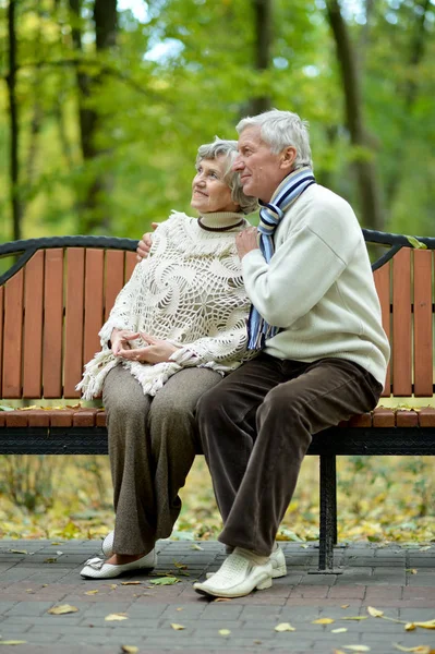 Couple âgé dans le parc d'automne — Photo
