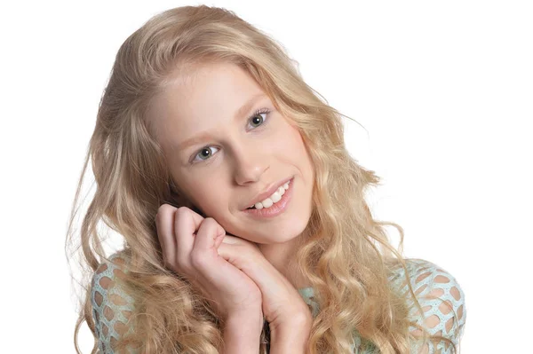 Close up portrait of blonde girl — Stock Photo, Image