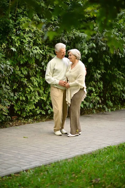 Äldre par i park — Stockfoto