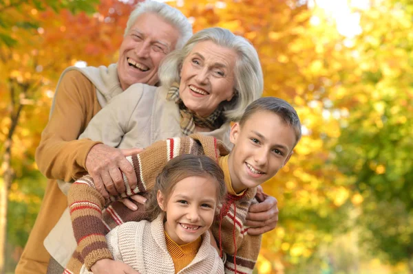Portret van grootouders met kleinkinderen — Stockfoto