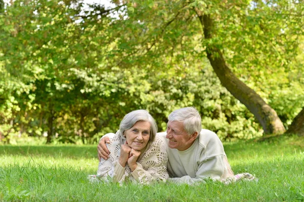 Pareja mayor en la naturaleza — Foto de Stock