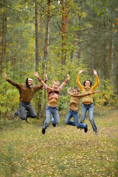 Family of four in park — Stock Photo, Image