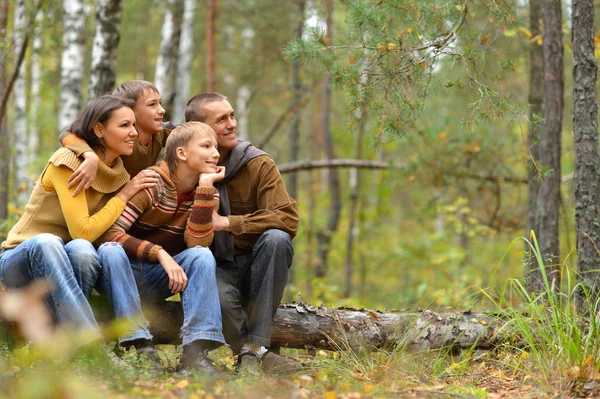 Familj på fyra i park — Stockfoto