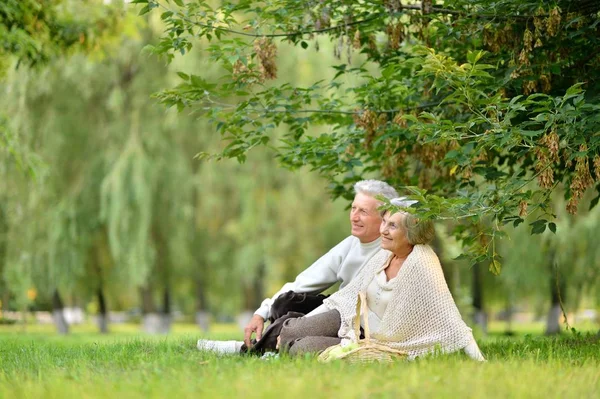 Elderly couple in park — Stock Photo, Image