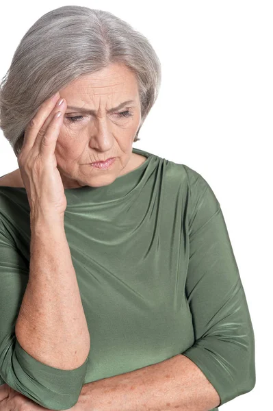 Vackra sorgliga äldre kvinna närbild — Stockfoto