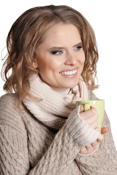 Portrait Belle Femme Posant Isolée Sur Blanc — Photo