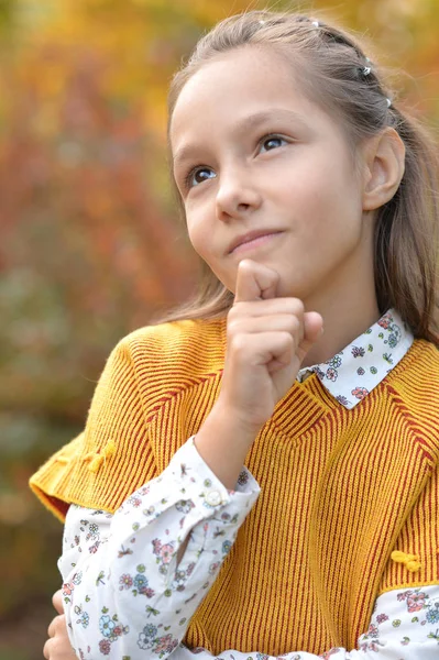 Dívka s úsměvem v podzimní park — Stock fotografie